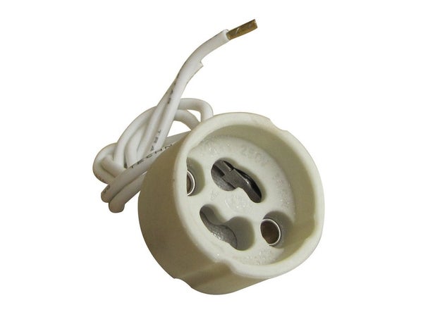 Douille Gu10 / Gz10 en plastique, TIBELEC, blanc 100 W