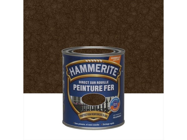 Peinture Fer Extérieur Direct Sur Rouille Hammerite Châtaigne Martelé 0.75 L