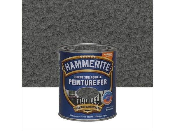 Peinture Fer Extérieur Direct Sur Rouille Hammerite Gris Ardoise Martelé 0.75 L