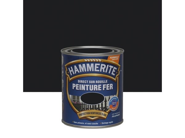 Peinture Fer Extérieur Direct Sur Rouille Hammerite Noir Brillant 0.75 L