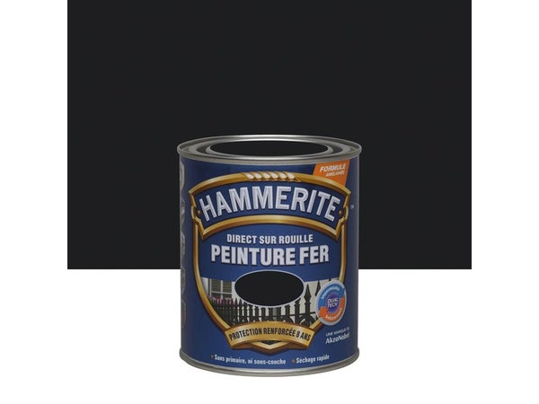 Peinture Fer Extérieur Direct Sur Rouille Hammerite Noir Brillant 0.75 L