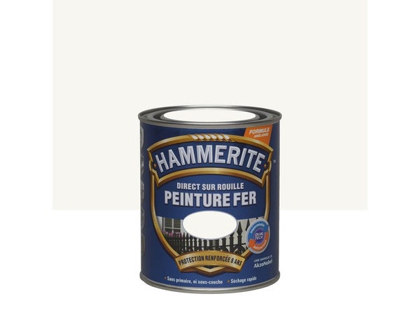 Peinture Fer Extérieur Direct Sur Rouille Hammerite Blanc Brillant 0.75 L
