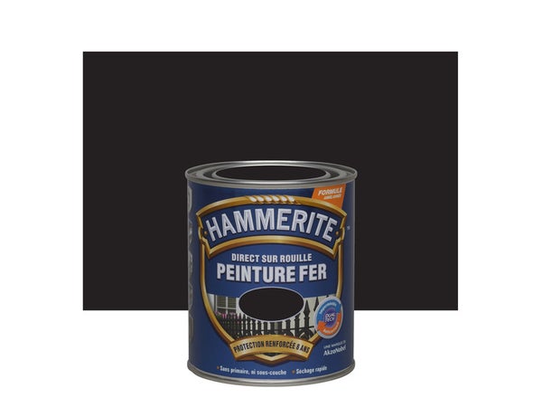 Peinture Fer Extérieur Direct Sur Rouille Hammerite Noir Ferronnerie Mat 0.75 L