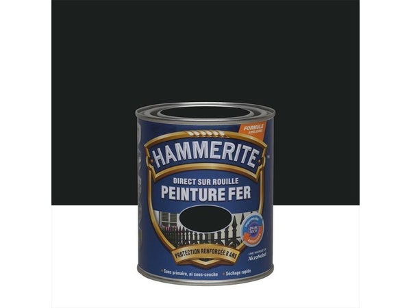 Peinture Fer Extérieur Direct Sur Rouille Hammerite Noir Satiné 0.75 L