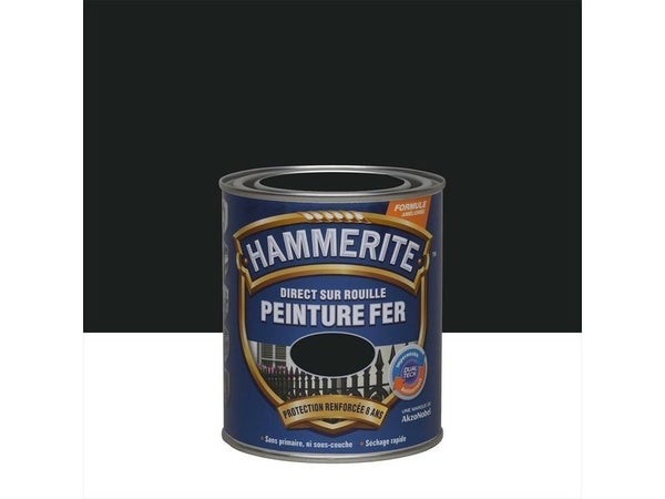 Peinture Fer Extérieur Direct Sur Rouille Hammerite Noir Satiné 0.75 L