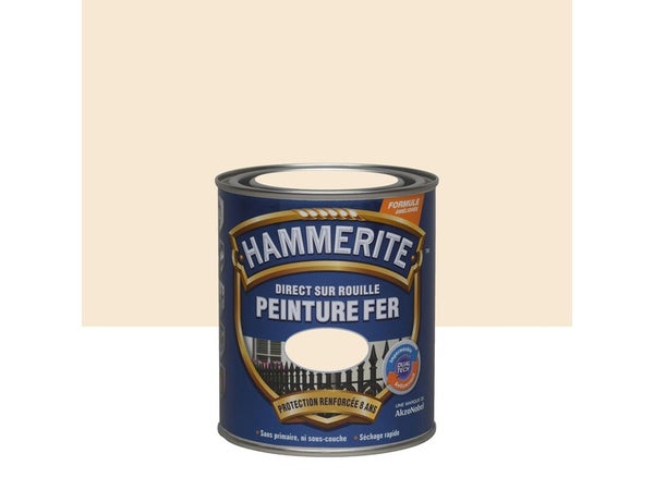 Peinture Fer Extérieur Direct Sur Rouille Hammerite Blanc Cassé Brillant 0.75 L