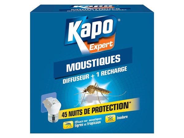 Insecticide Diffuseur Liquide Et 1 Recharge Moustiques Kapo, 33 Ml