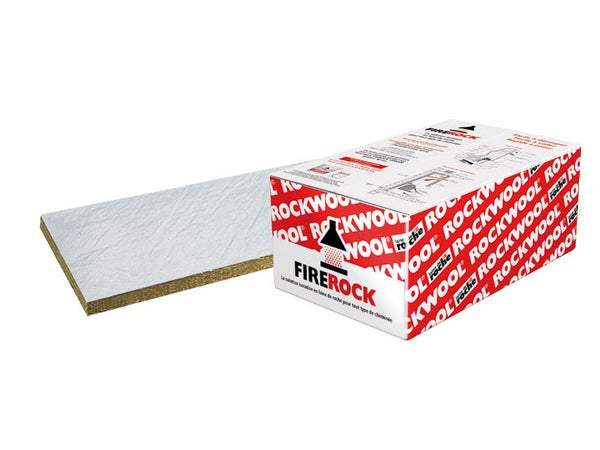 Laine de roche Firerock en panneau, ROCKWOOL, L.1 x l.0.60 m x Ep. 30 mm