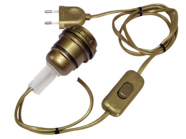 Adaptateur bouteille E27 en plastique, TIBELEC, 60 W or