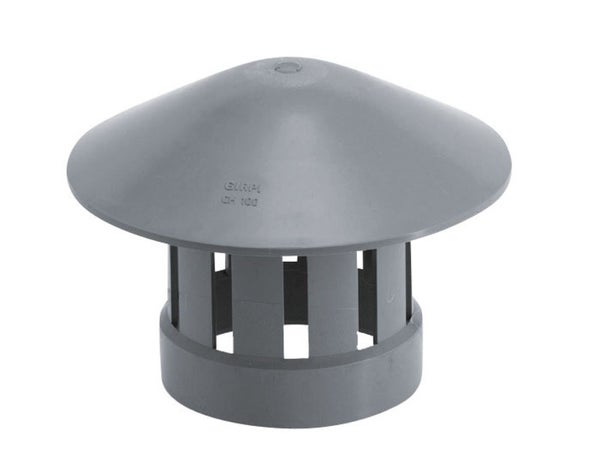 Chapeau De Ventilation Femelle Pvc Gris Girpi, Diam.100 Mm