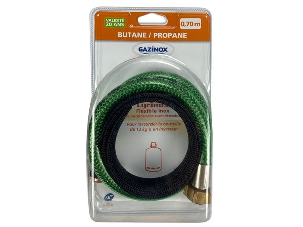 Flexible inox gaz bouteille butane propane 2m NF à vie