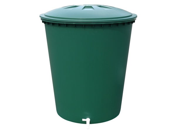 Récupérateur d'eau aérien GARANTIA cylindrique vert , 210 L