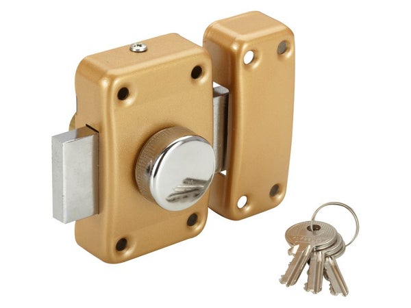 Verrou bouton / cylindre City à 5 goupilles, STANDERS, L.30 mm bronze