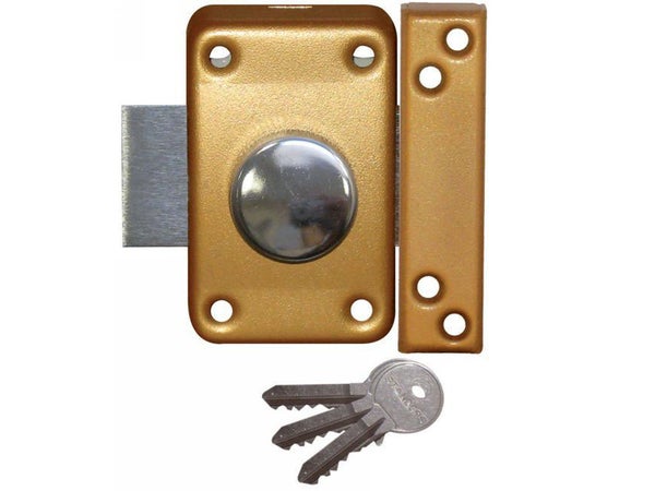 Verrou bouton / cylindre City à 5 goupilles, STANDERS, L.45 mm bronze