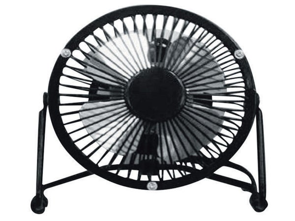 Mini ventilateur de table, EQUATION, Lara, Diam. 10 cm, 15 W metal noir
