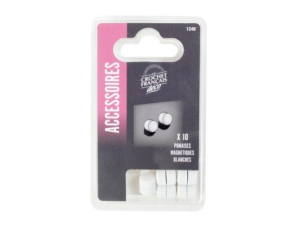 Lot de 10 punaises blanc, LE CROCHET FRANCAIS, diam. 10 mm