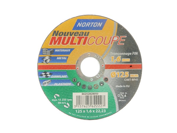 Disque multi-coupe pour multimatière, NORTON, diam. 125 mm
