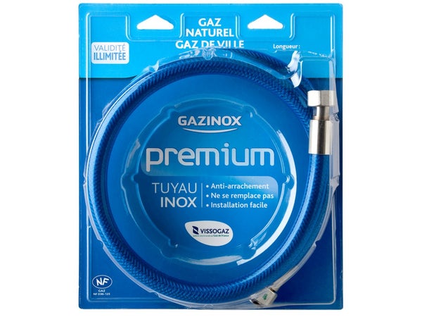 Flexible inox gaz naturel 1,5m à vie pour cuisinière et plaque de cuisson  pour , 