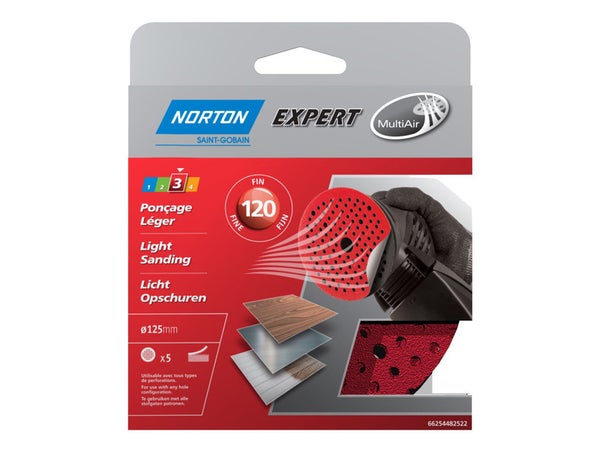 Lot De 5 Disques Abrasifs Norton, 125 Mm, Grains 120, Multi Air