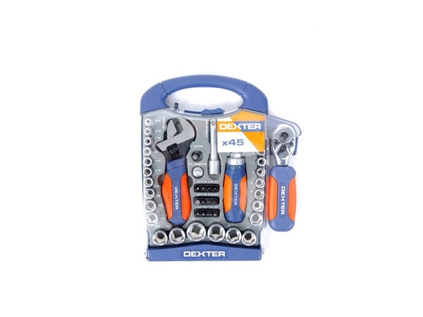 Set de vissage 45 pièces cliquet mixte, DEXTER