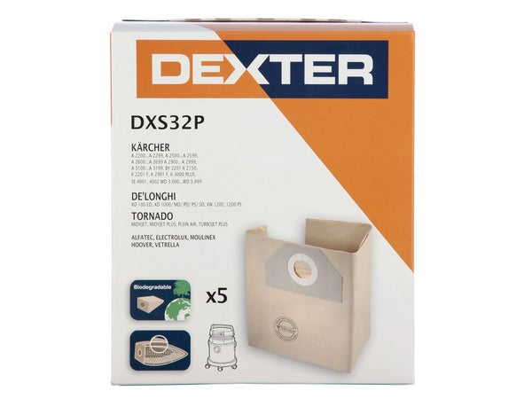 Lot de 5 sacs aspirateur en papier DXS32P pour KARCHER, DEXTER