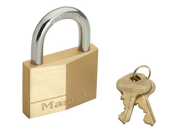 Lot de 2 cadenas à clé en laiton, MASTER LOCK, 6.8 x 5 x 1.4 cm, doré