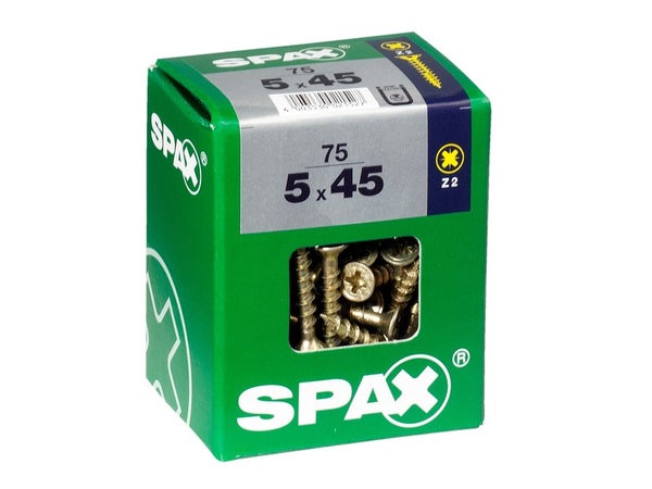 Lot De 75 Vis Acier Tête Fraisée Pozidriv Spax, Diam.5 Mm X L.45 Mm