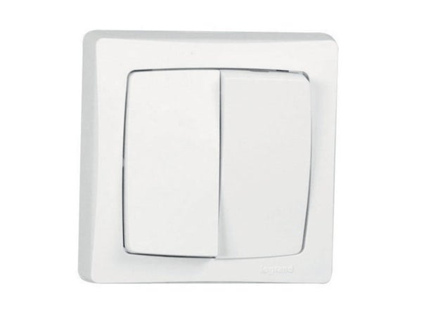 Double Interrupteur Va-Et-Vient Saillie Complet, Legrand Asl, Blanc