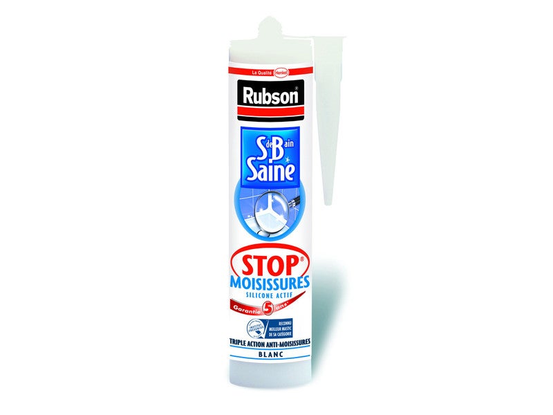 Mastic silicone RUBSON GO blanc salle de bain et cuisine 100 ml