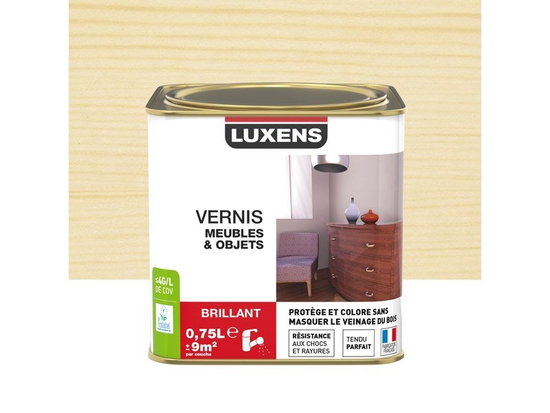 Vernis Intérieur Brillant Meubles & Boiseries – Incolore, 0,5L, Neuf