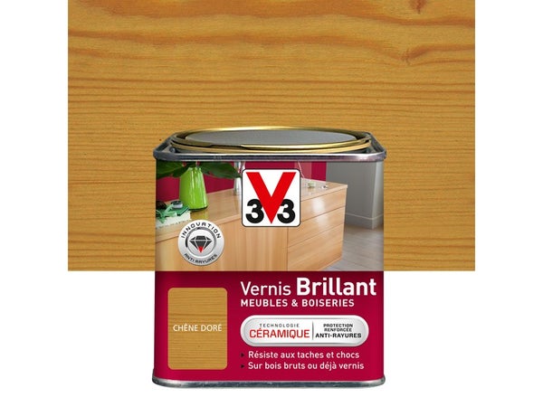 Vernis Meuble Et Objet V33, Chêne Doré Brillant, 0.75L