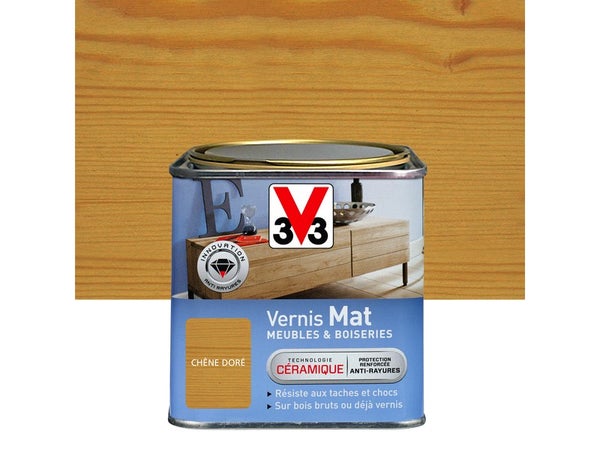 Vernis Meuble Et Objet V33, Chêne Doré Mat, 0.75L