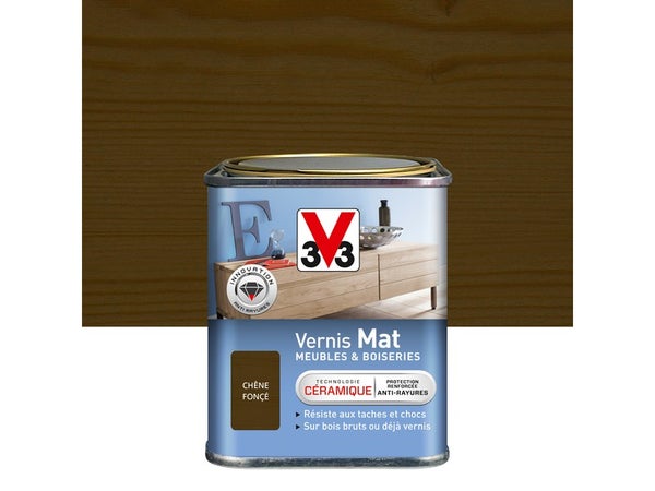 Vernis Meuble Et Objet V33, Chêne Foncé Mat, 0.25L