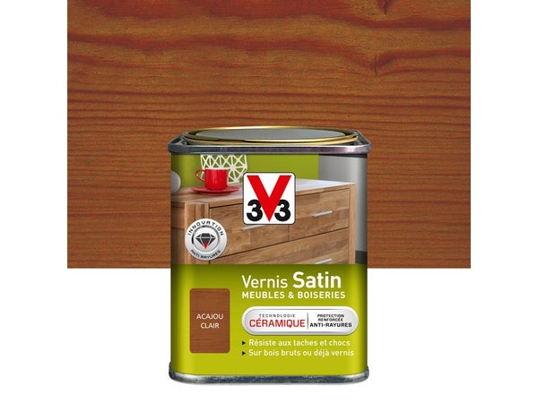 Vernis Meuble Et Objet V33, Acajou Clair Satiné, 0.25L
