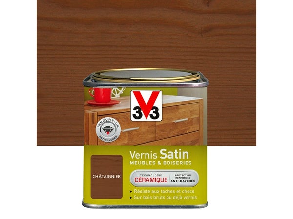 Vernis Meuble Et Objet V33, Châtaignier Satiné, 0.75L