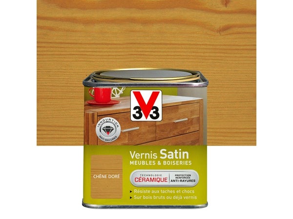 Vernis Meuble Et Objet V33, Chêne Doré Satiné, 0.75L