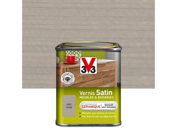 Vernis Meuble Et Objet V33, Gris Satiné, 0.25L