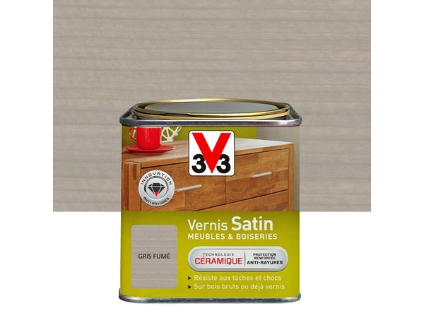 Vernis Meuble Et Objet V33, Gris Satiné, 0.75L