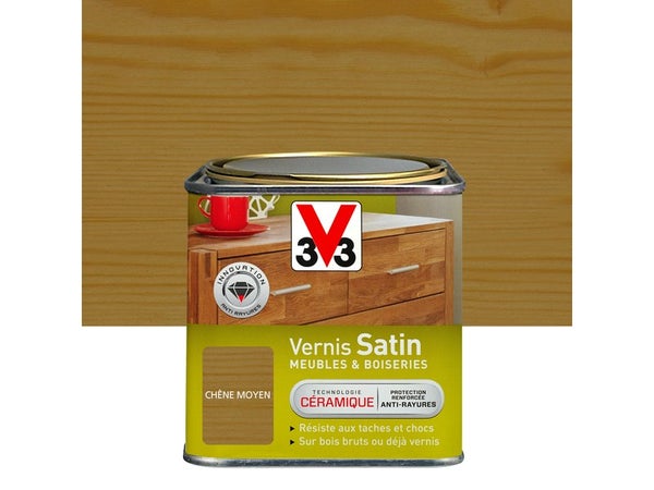 Vernis Meuble Et Objet V33, Chêne Moyen Satiné, 0.75L