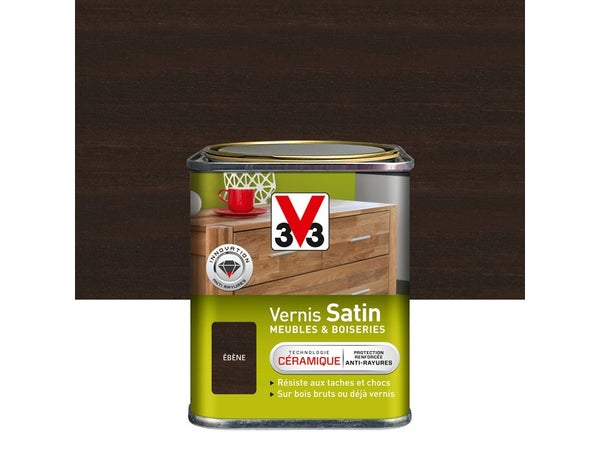 Vernis Meuble Et Objet V33, Ebene Satiné, 0.25L