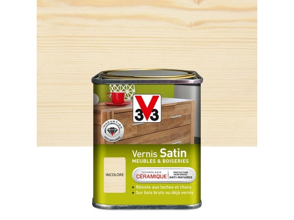 Vernis Meuble Et Objet V33, Incolore Satiné, 0.25L