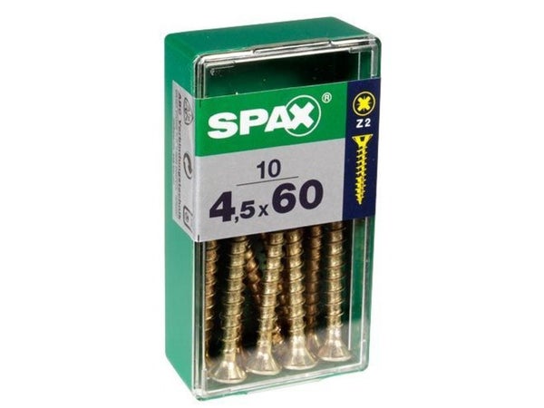 Lot De 10 Vis Acier Tête Fraisée Spax, Diam.4.5 Mm X L.60 Mm
