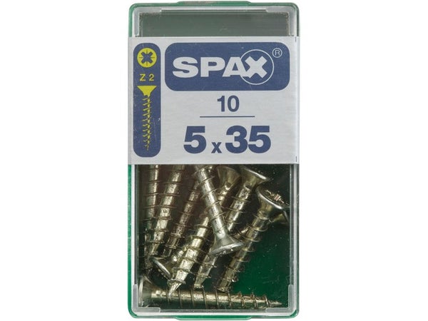 Lot De 10 Vis Acier Tête Fraisée Pozidriv Spax, Diam.5 Mm X L.35 Mm