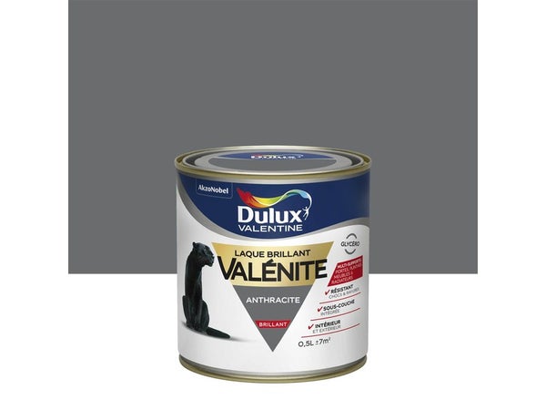 Peinture laque boiserie Valénite DULUX VALENTINE anthracite brillant 0.5 l