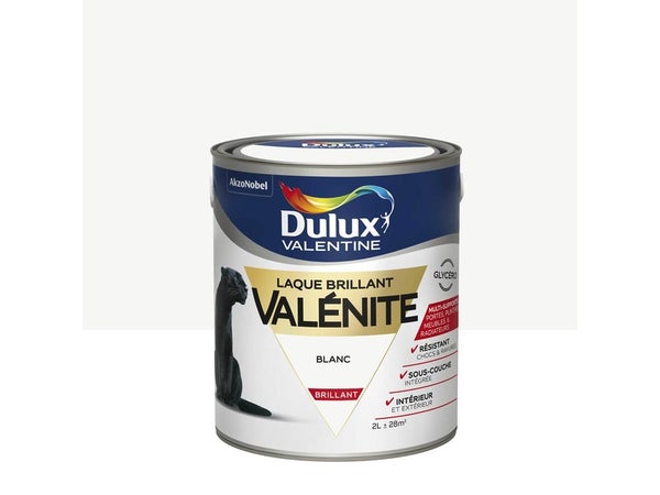 Peinture laque boiserie Valénite DULUX VALENTINE blanc brillant 2 l