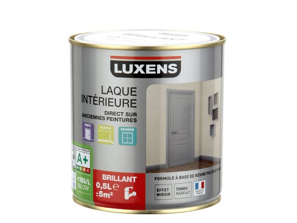 Peinture mur, boiserie, radiateur Laque brillante LUXENS blanc calcaire 4 brillant 0.5 l