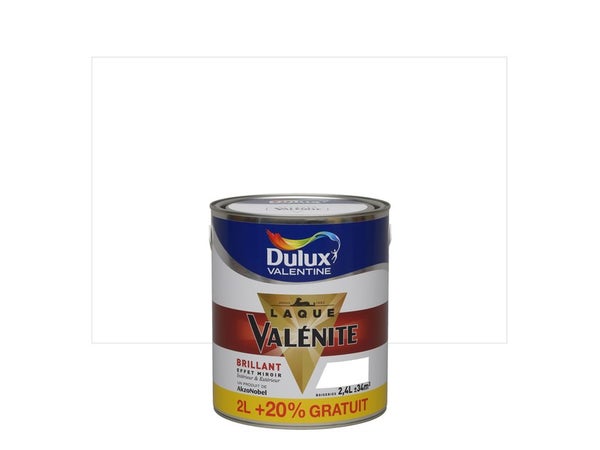 Peinture laque boiserie Valénite DULUX VALENTINE blanc brillant 2.4 l