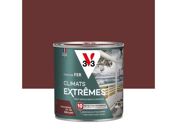 Peinture fer extérieur Climats extrêmes® V33 rouge basque brillant 0.5 l