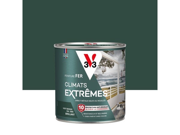 Peinture fer extérieur Climats extrêmes® V33 vert basque brillant 0.5 l