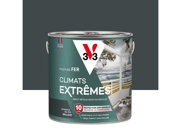 Peinture fer extérieur Climats extrêmes® V33 anthracite brillant 2 l